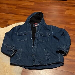 Craftsman Denim Jacket with Black Lining and Red Logo Accent Sz XL/EG